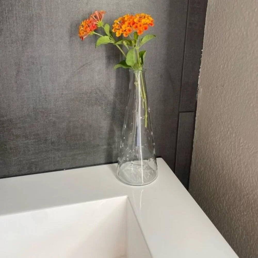 Vintage Ikea Emma Dafnas Design Vase, Made in Poland Clear Glass Hobnail